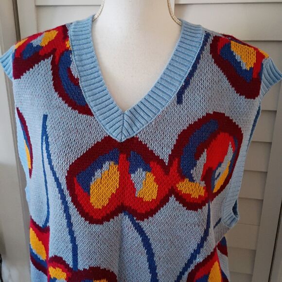 Pacsun Fashion Scholarship Fund X Allegra Abrams Cherry Sweater Vest NEW S - Picture 7 of 9